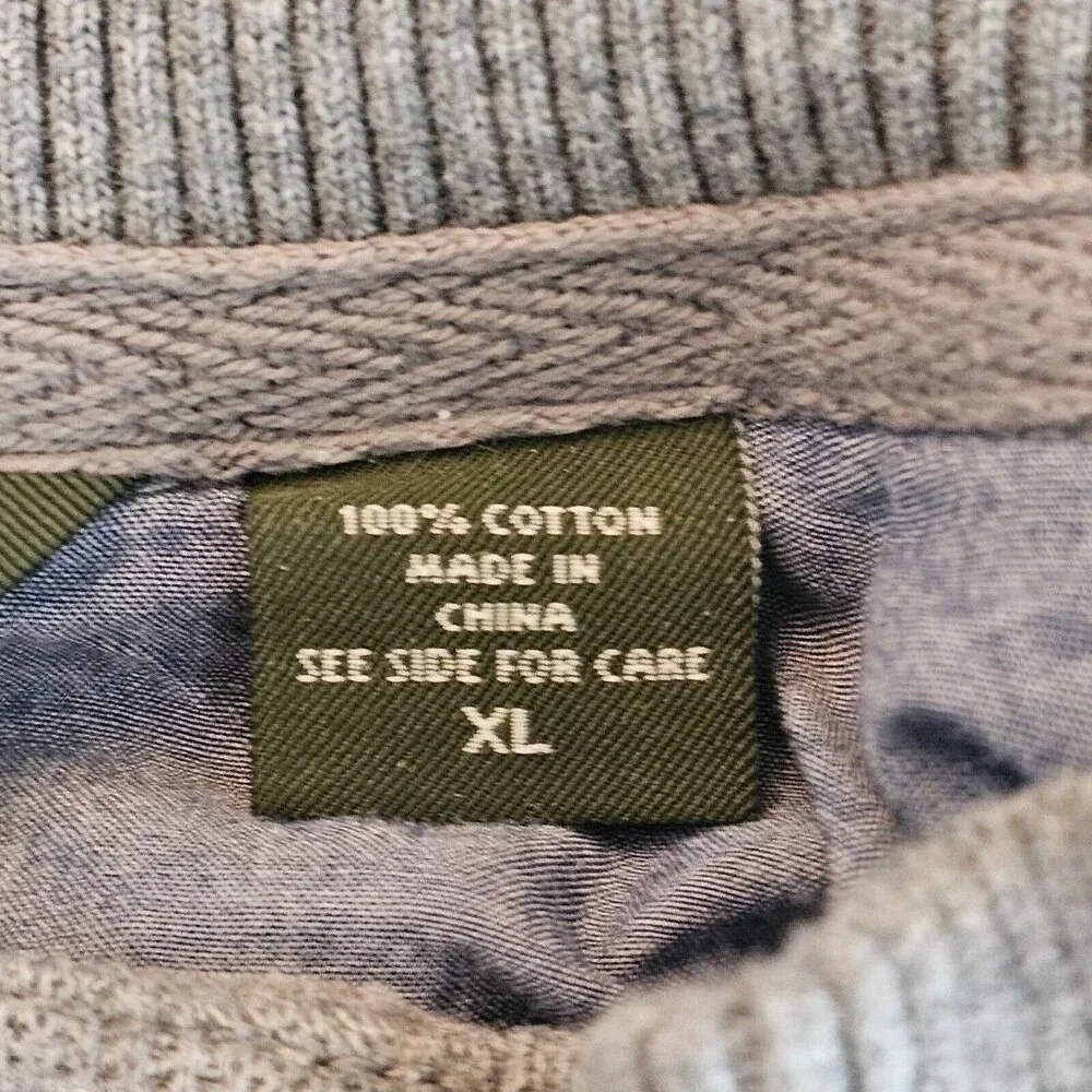 Eddie Bauer Sweater Mens XL Gray 1/4 Button Cotton Pullover Sweatshirt - Picture 5 of 12